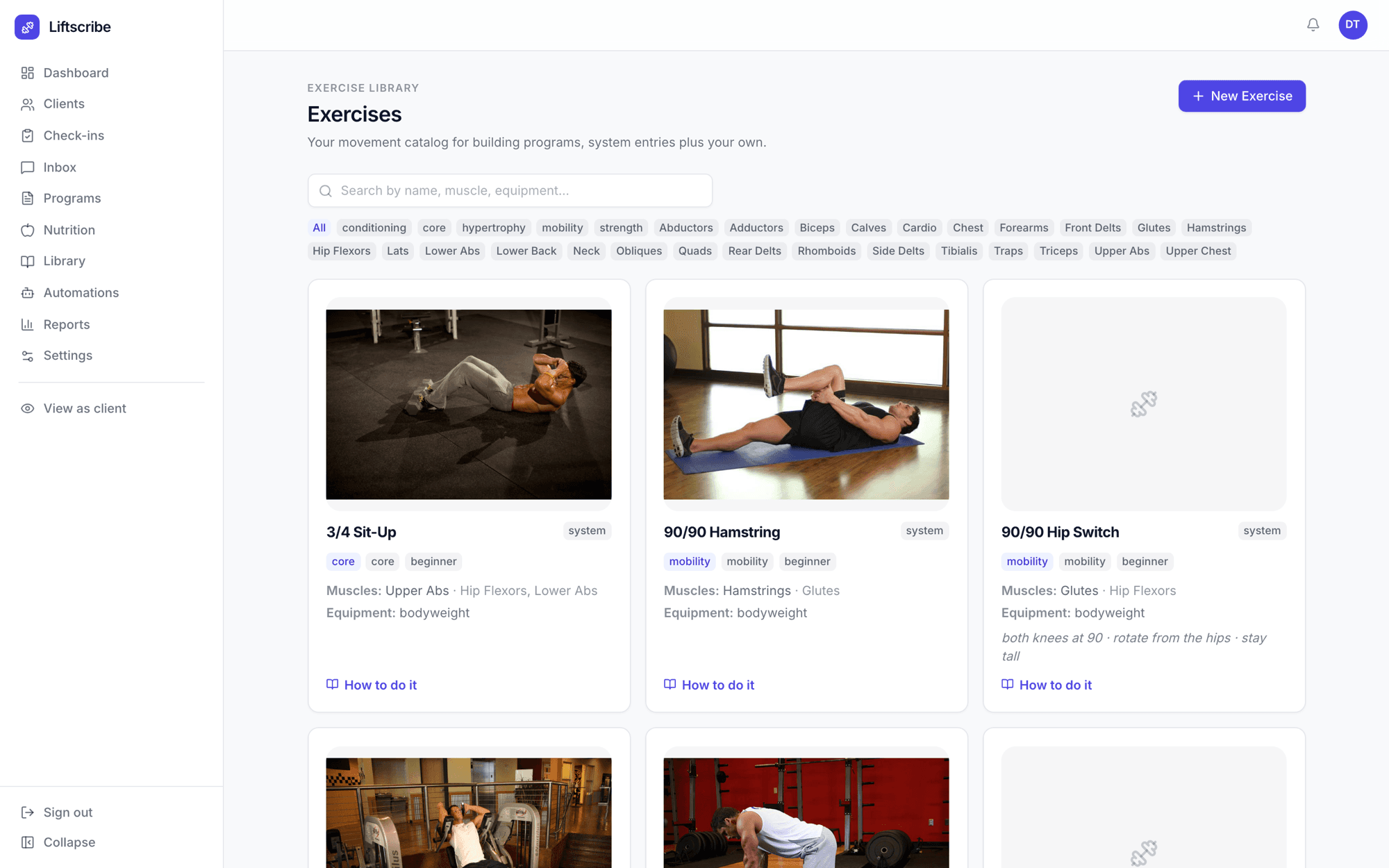 The exercise library
